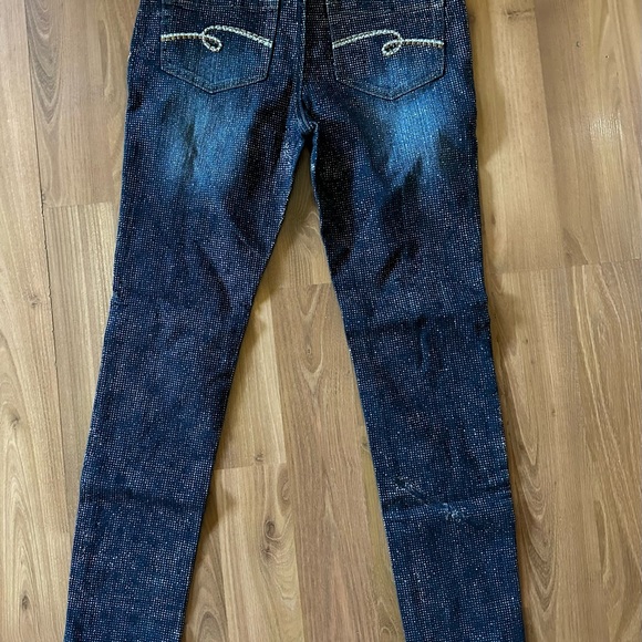 Justice glitter jeans size 14.5 bling, sparkly, sparkle, tween - Picture 2 of 7